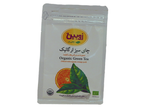 چای سبز مخلوط شده با برگه پرتقال ارگانیک زوبین 100 گرمی