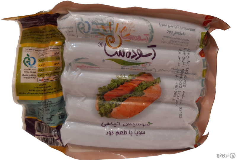 سوسیس گیاهی سویا با طعم دود آسوده سازان 400 گرمی