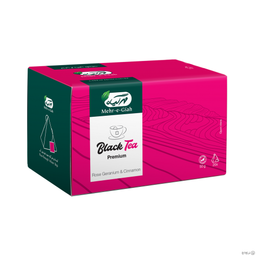چای سیاه حاوی برگ شمعدانی عطری و زعفران مهرگیاه 20 عددی